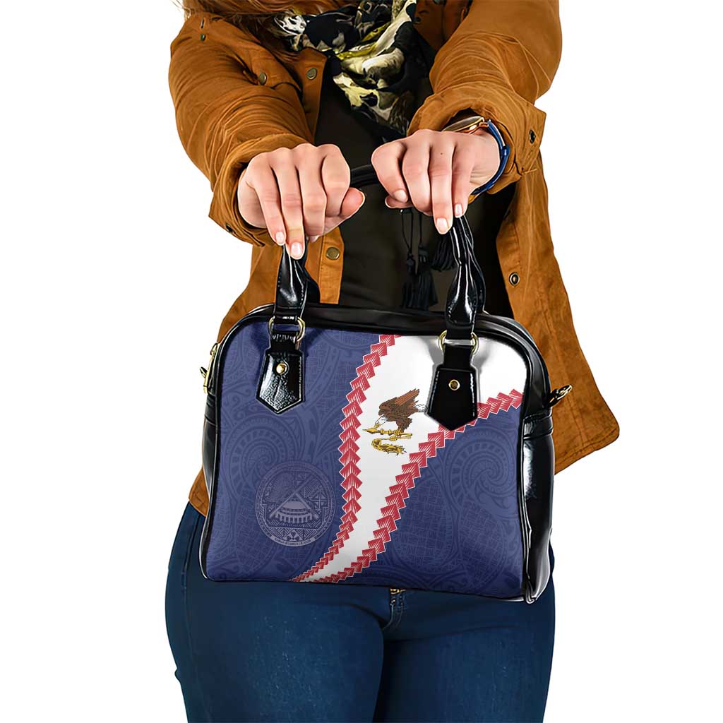 American Samoa Eagle Shoulder Handbag Polynesian Tribal Pattern Curve Style LT05 One Size Blue - Polynesian Pride