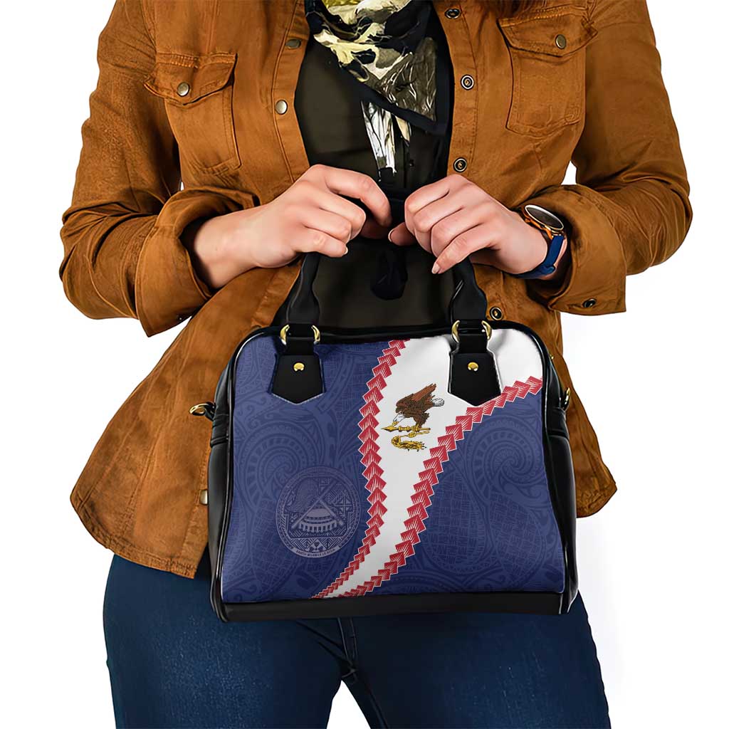 American Samoa Eagle Shoulder Handbag Polynesian Tribal Pattern Curve Style