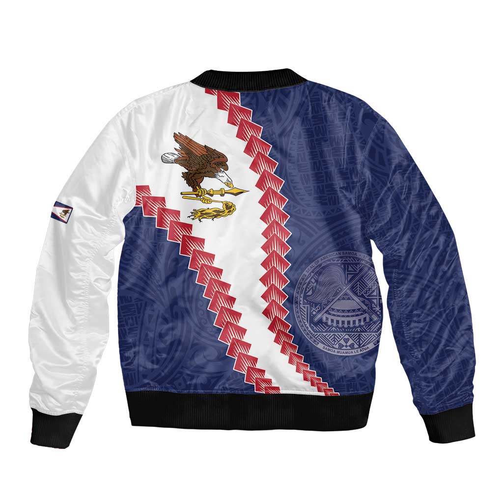 American Samoa Eagle Sleeve Zip Bomber Jacket Polynesian Tribal Pattern Curve Style LT05 - Polynesian Pride