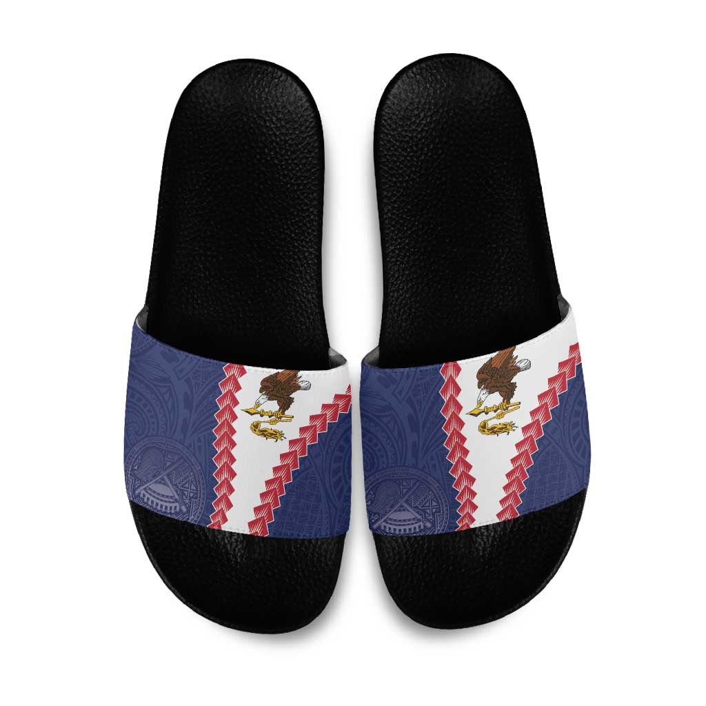 American Samoa Eagle Slide Sandals Polynesian Tribal Pattern Curve Style