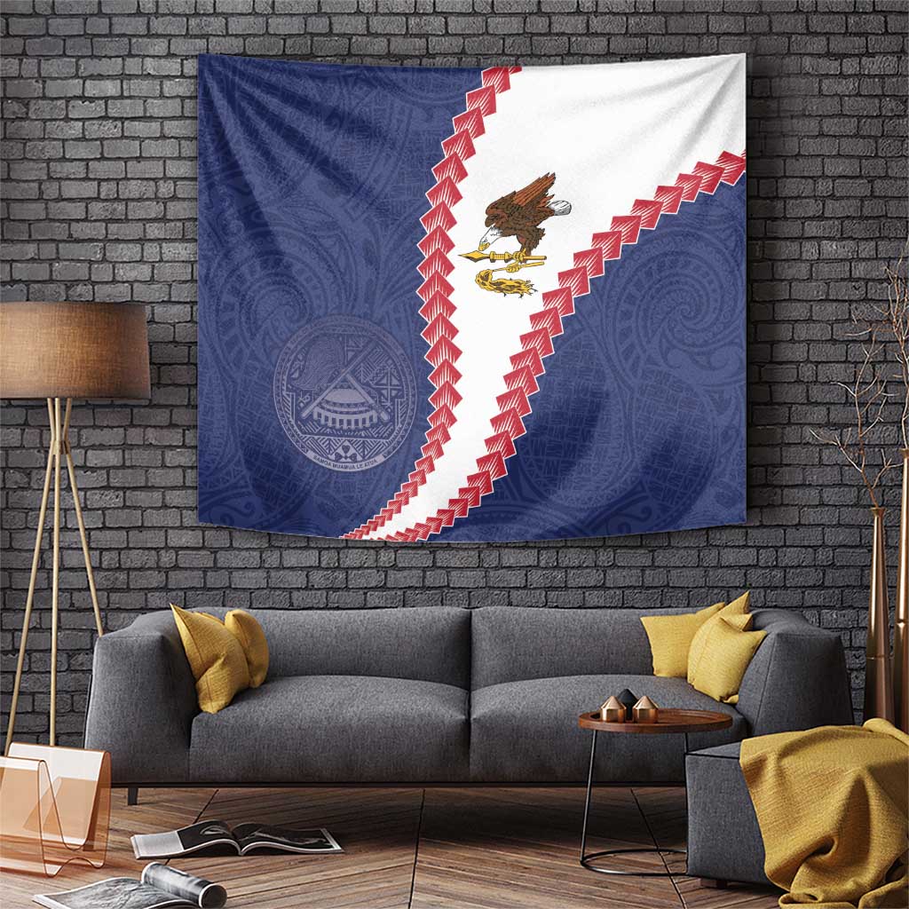 American Samoa Eagle Tapestry Polynesian Tribal Pattern Curve Style
