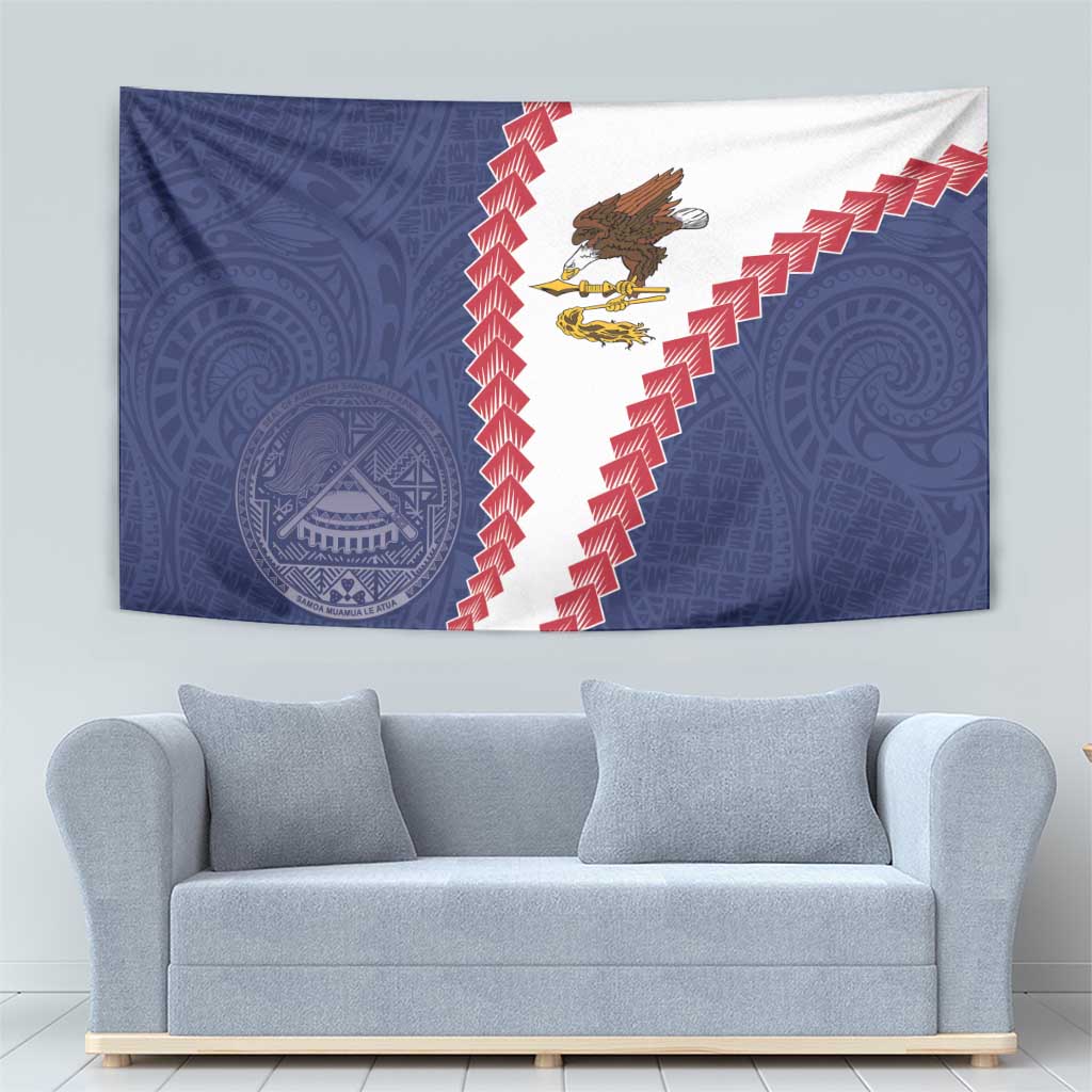 American Samoa Eagle Tapestry Polynesian Tribal Pattern Curve Style