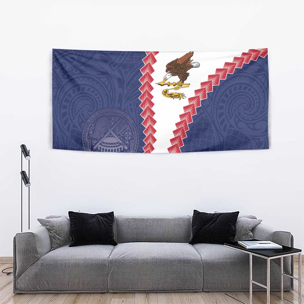 American Samoa Eagle Tapestry Polynesian Tribal Pattern Curve Style