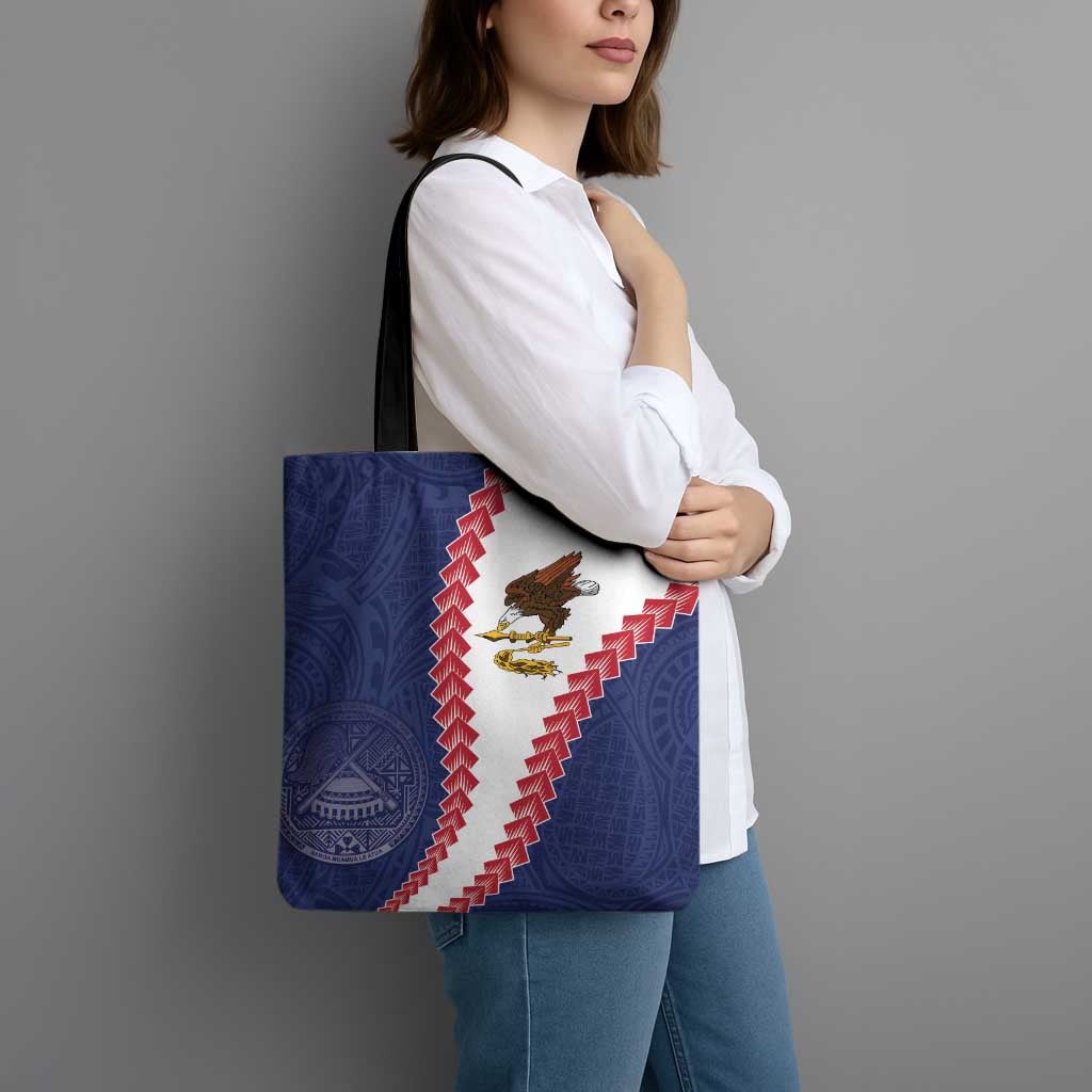 American Samoa Eagle Tote Bag Polynesian Tribal Pattern Curve Style