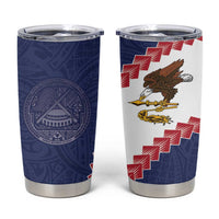 American Samoa Eagle Tumbler Cup Polynesian Tribal Pattern Curve Style LT05 Blue - Polynesian Pride