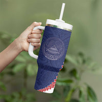 American Samoa Eagle Tumbler With Handle Polynesian Tribal Pattern Curve Style LT05 - Polynesian Pride