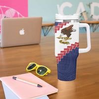 American Samoa Eagle Tumbler With Handle Polynesian Tribal Pattern Curve Style LT05 - Polynesian Pride
