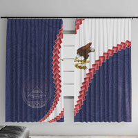 American Samoa Eagle Window Curtain Polynesian Tribal Pattern Curve Style LT05 With Hooks Blue - Polynesian Pride