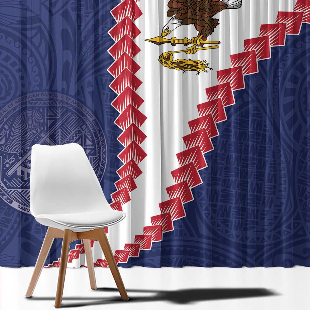 American Samoa Eagle Window Curtain Polynesian Tribal Pattern Curve Style LT05 - Polynesian Pride