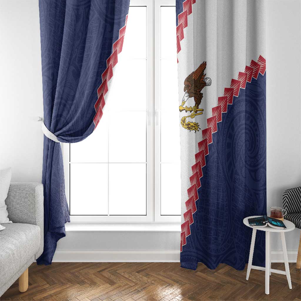 American Samoa Eagle Window Curtain Polynesian Tribal Pattern Curve Style LT05 - Polynesian Pride