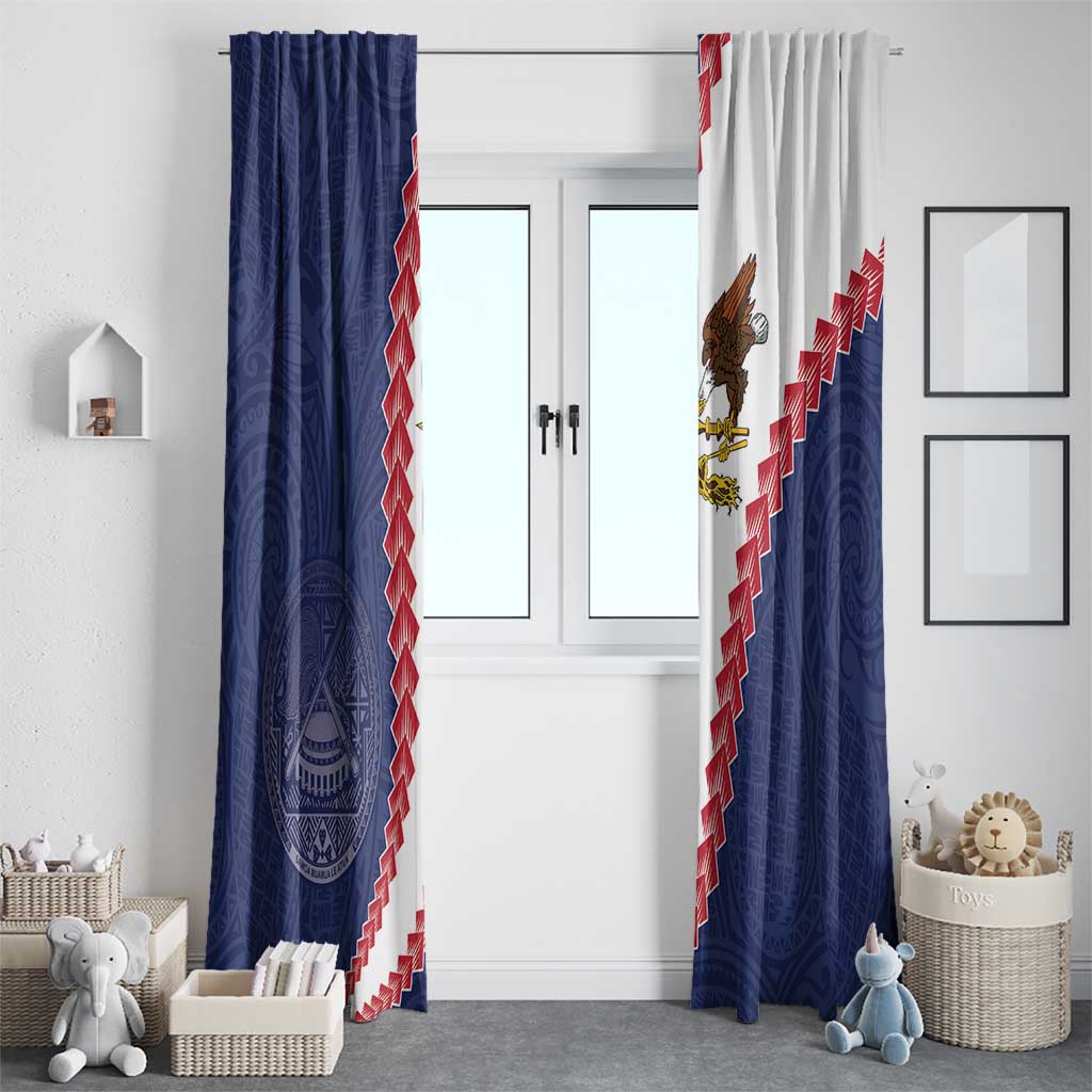 American Samoa Eagle Window Curtain Polynesian Tribal Pattern Curve Style LT05 - Polynesian Pride