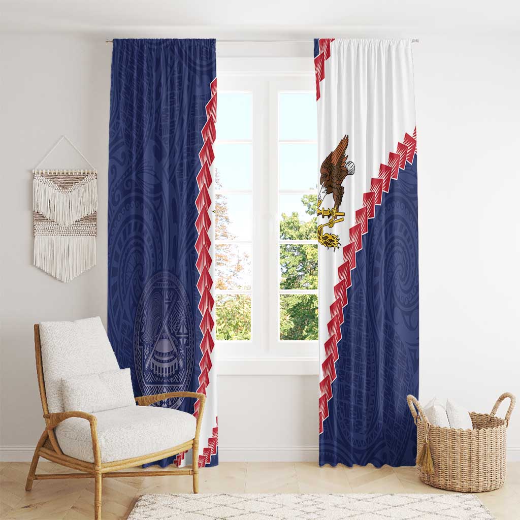 American Samoa Eagle Window Curtain Polynesian Tribal Pattern Curve Style LT05 - Polynesian Pride