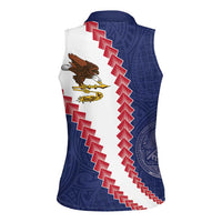American Samoa Eagle Women Sleeveless Polo Shirt Polynesian Tribal Pattern Curve Style