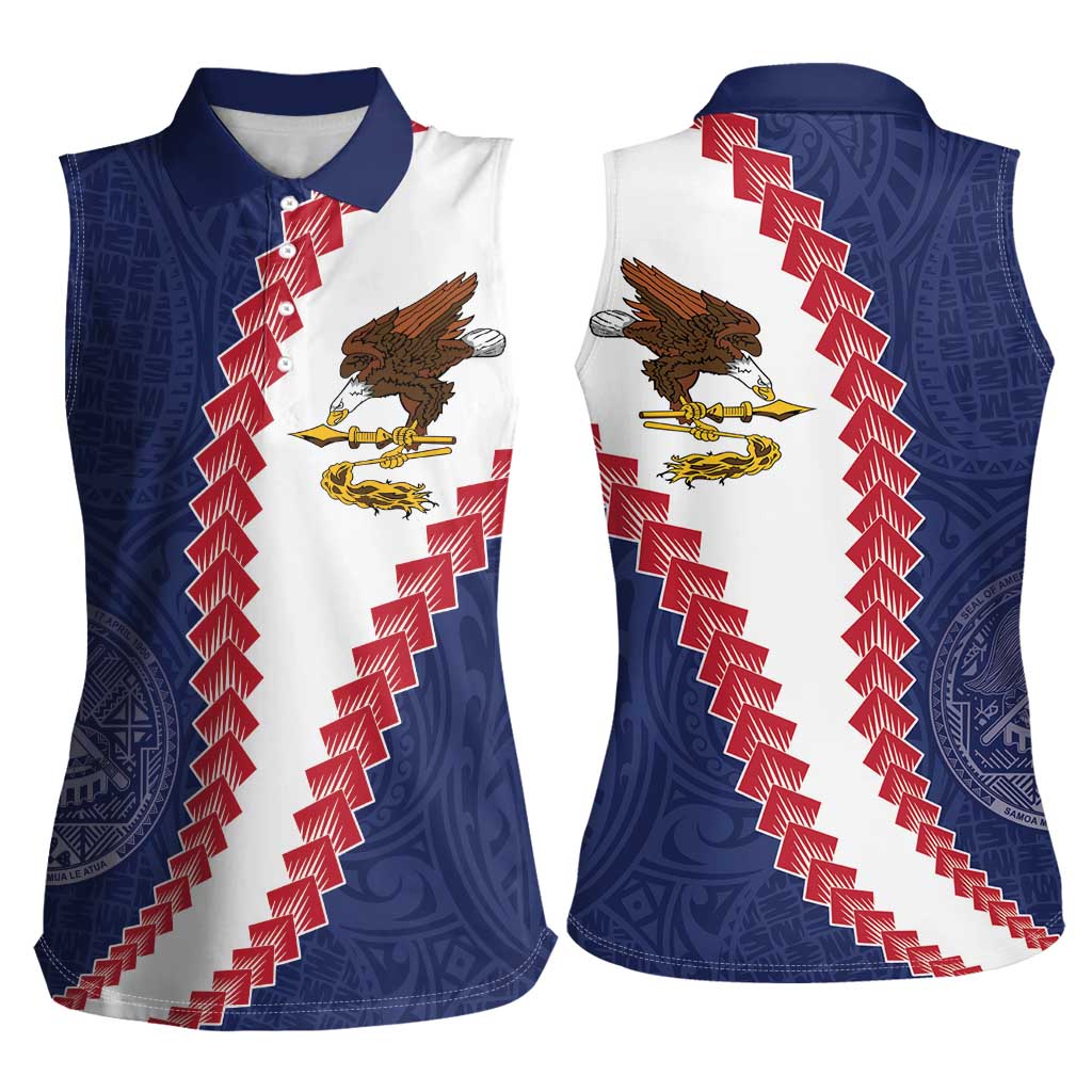 American Samoa Eagle Women Sleeveless Polo Shirt Polynesian Tribal Pattern Curve Style