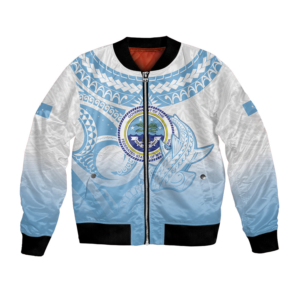 Micronesia Constitution Day Bomber Jacket Polynesian Tribal Tattoo Simple Style