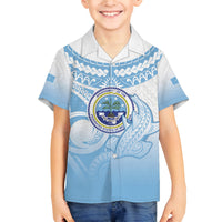 Micronesia Constitution Day Family Matching Puletasi and Hawaiian Shirt Polynesian Tribal Tattoo Simple Style