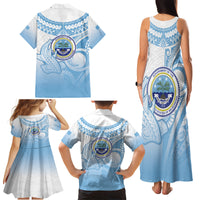 Micronesia Constitution Day Family Matching Tank Maxi Dress and Hawaiian Shirt Polynesian Tribal Tattoo Simple Style