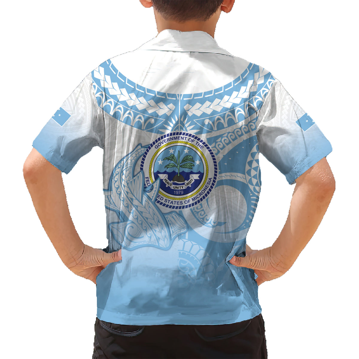 Micronesia Constitution Day Kid Hawaiian Shirt Polynesian Tribal Tattoo Simple Style LT05 - Polynesian Pride