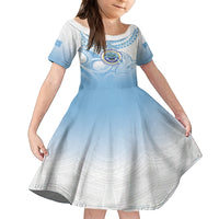 Micronesia Constitution Day Kid Short Sleeve Dress Polynesian Tribal Tattoo Simple Style