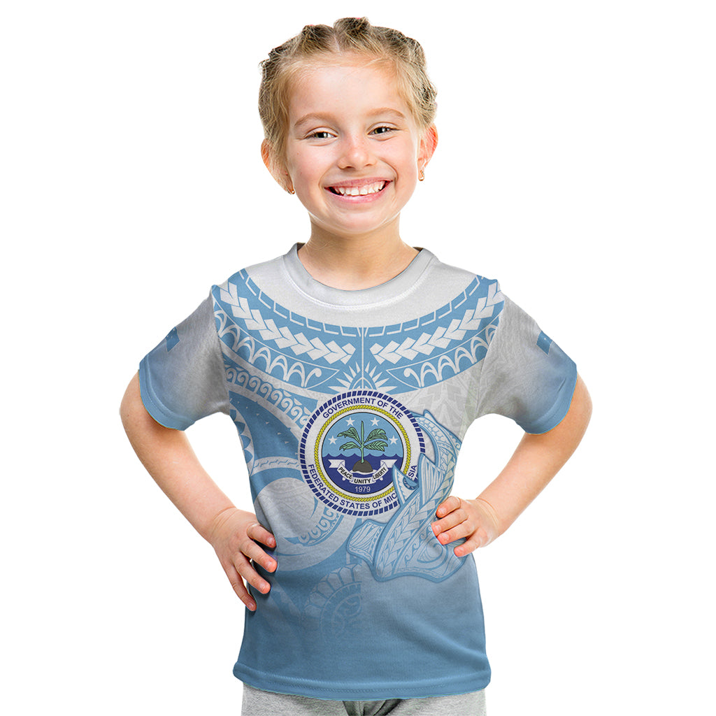 Micronesia Constitution Day Kid T Shirt Polynesian Tribal Tattoo Simple Style LT05 Blue - Polynesian Pride