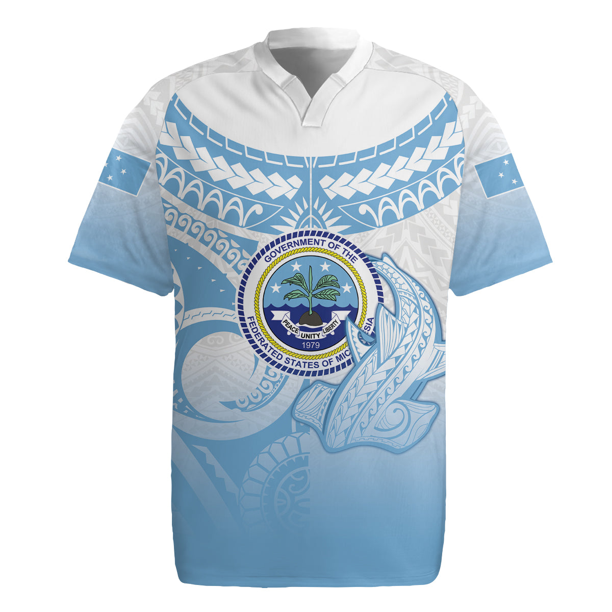 Micronesia Constitution Day Rugby Jersey Polynesian Tribal Tattoo Simple Style
