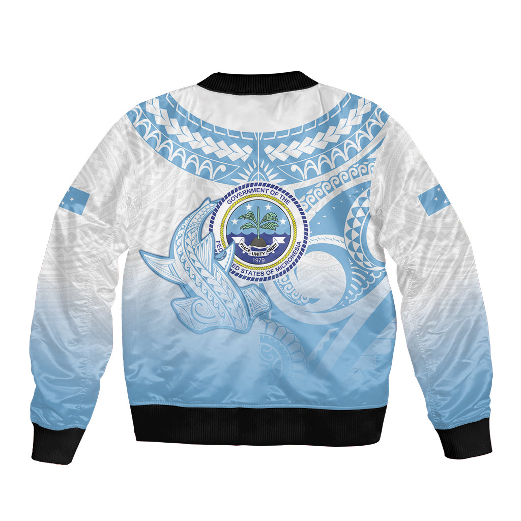 Micronesia Constitution Day Sleeve Zip Bomber Jacket Polynesian Tribal Tattoo Simple Style