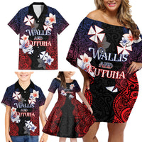 Wallis and Futuna Uvea Family Matching Off Shoulder Short Dress and Hawaiian Shirt Victory Day With Frangipani LT05 - Polynesian Pride