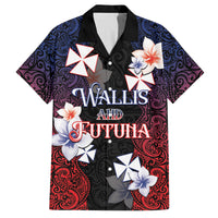 Wallis and Futuna Uvea Family Matching Tank Maxi Dress and Hawaiian Shirt Victory Day With Frangipani LT05 Dad's Shirt - Short Sleeve Black - Polynesian Pride