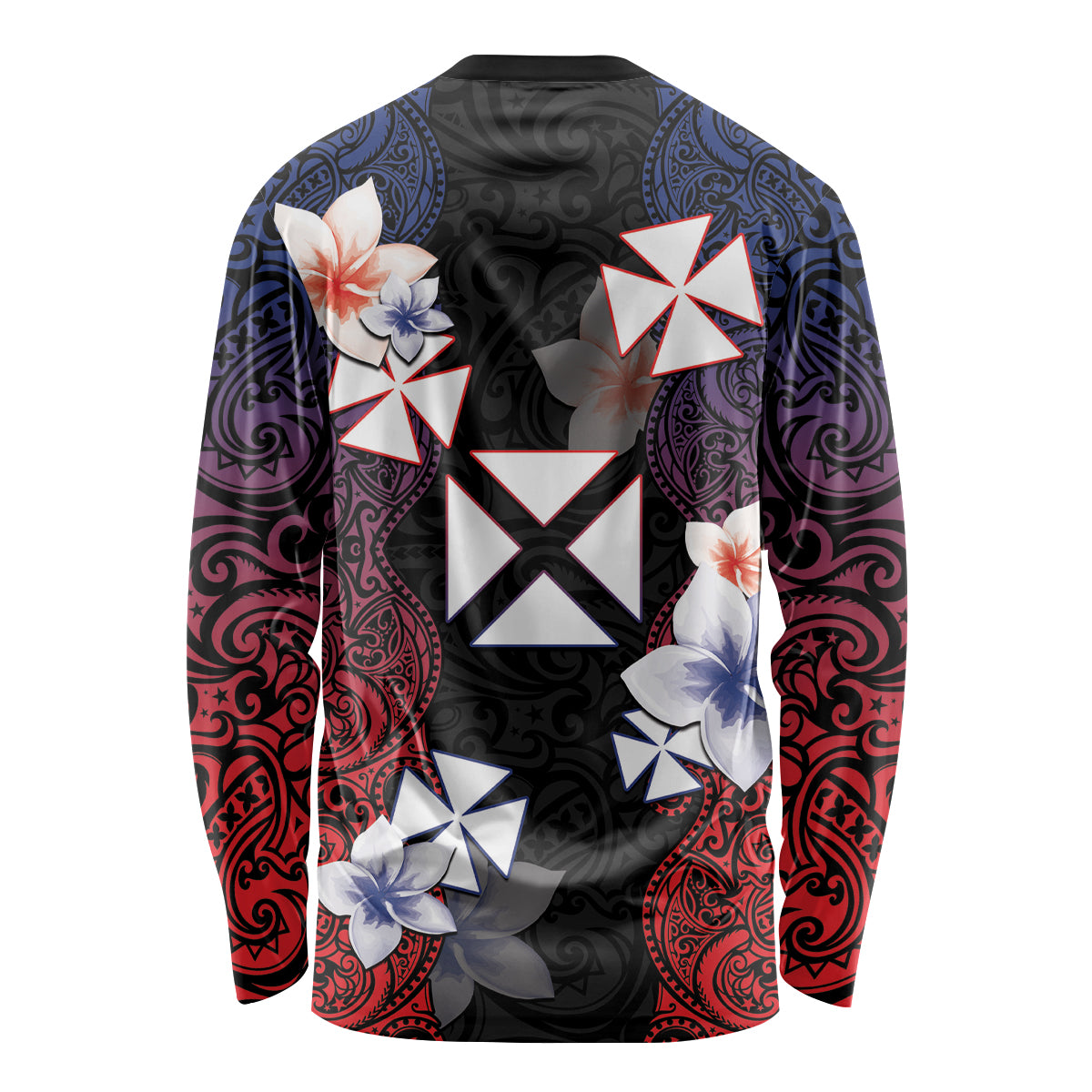 Wallis and Futuna Uvea Long Sleeve Shirt Victory Day With Frangipani