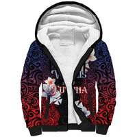 Wallis and Futuna Uvea Sherpa Hoodie Victory Day With Frangipani