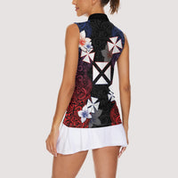 Wallis and Futuna Uvea Women Sleeveless Polo Shirt Victory Day With Frangipani LT05 - Polynesian Pride