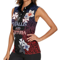 Wallis and Futuna Uvea Women Sleeveless Polo Shirt Victory Day With Frangipani LT05 - Polynesian Pride