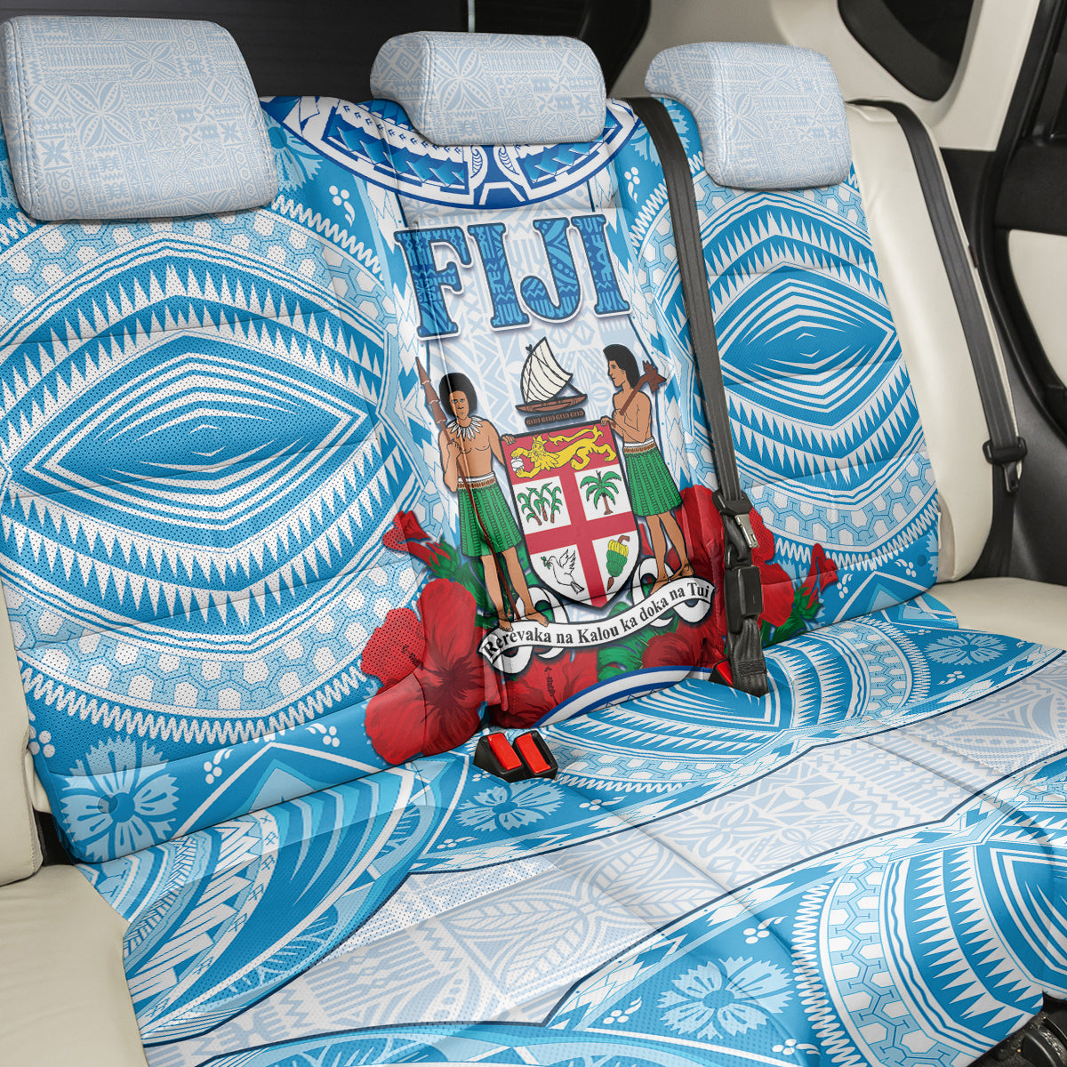 Fiji Ratu Sir Lala Sukuna Day Back Car Seat Cover Hibiscus Tapa Pattern LT05