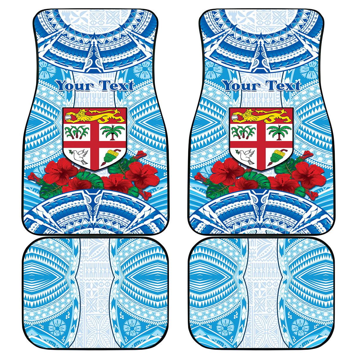 Fiji Ratu Sir Lala Sukuna Day Car Mats Hibiscus Tapa Pattern