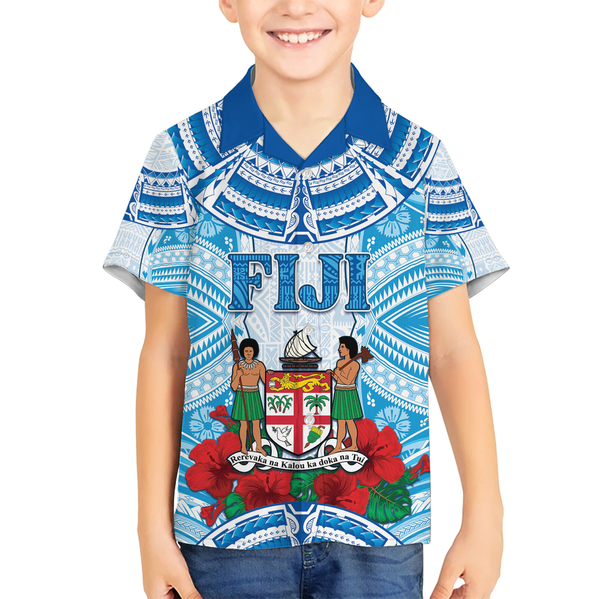 Personalised Fiji Ratu Sir Lala Sukuna Day Family Matching Short Sleeve Bodycon Dress and Hawaiian Shirt Hibiscus Tapa Pattern