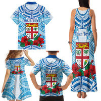 Personalised Fiji Ratu Sir Lala Sukuna Day Family Matching Tank Maxi Dress and Hawaiian Shirt Hibiscus Tapa Pattern