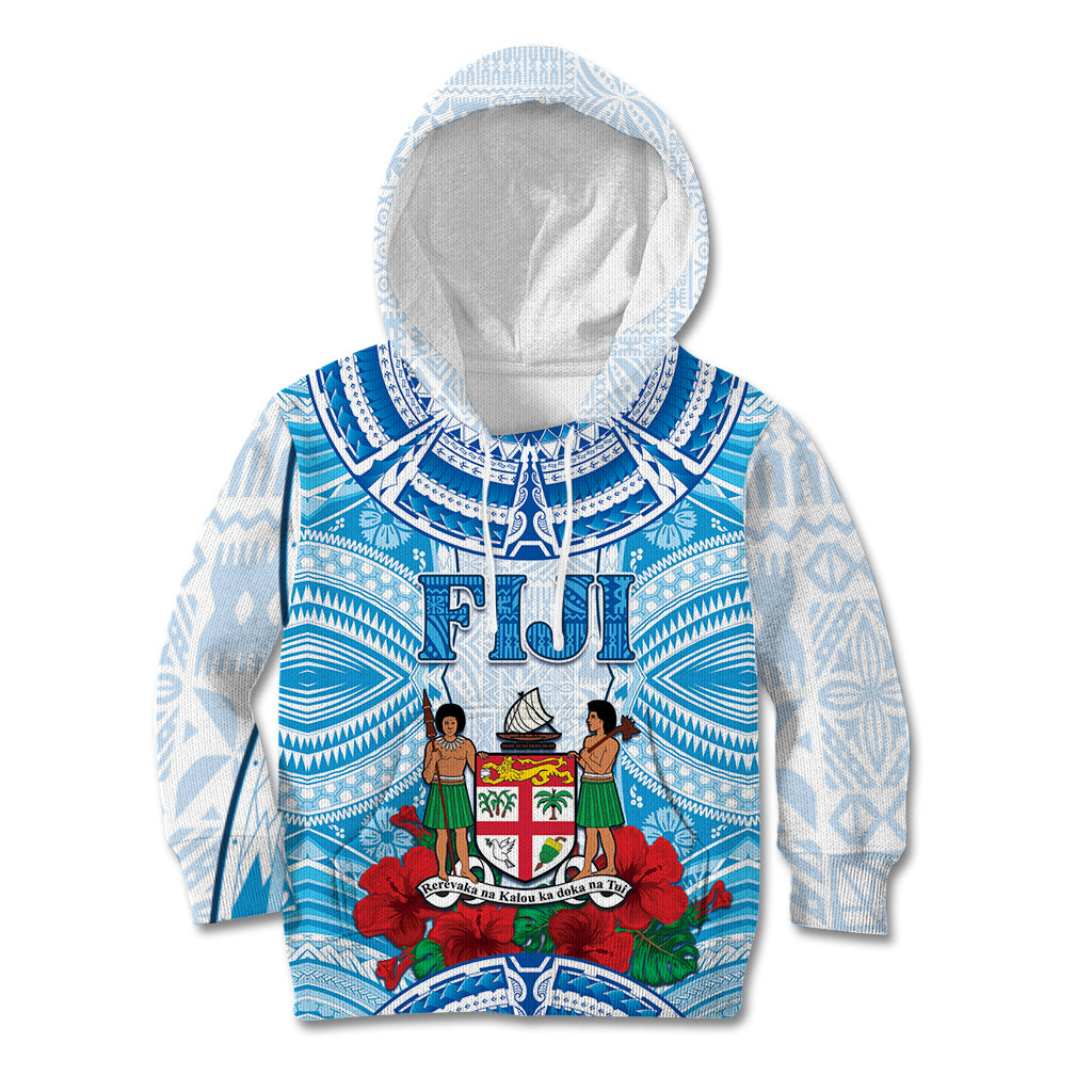 Personalised Fiji Ratu Sir Lala Sukuna Day Kid Hoodie Hibiscus Tapa Pattern