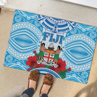 Fiji Ratu Sir Lala Sukuna Day Rubber Doormat Hibiscus Tapa Pattern