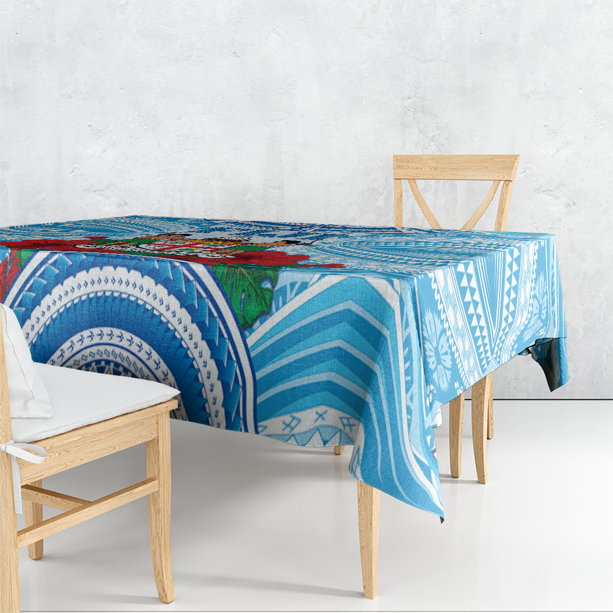Fiji Ratu Sir Lala Sukuna Day Tablecloth Hibiscus Tapa Pattern