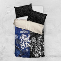 New Zealand And Scotland Rugby Bedding Set Maori Tiki With Thistle Together