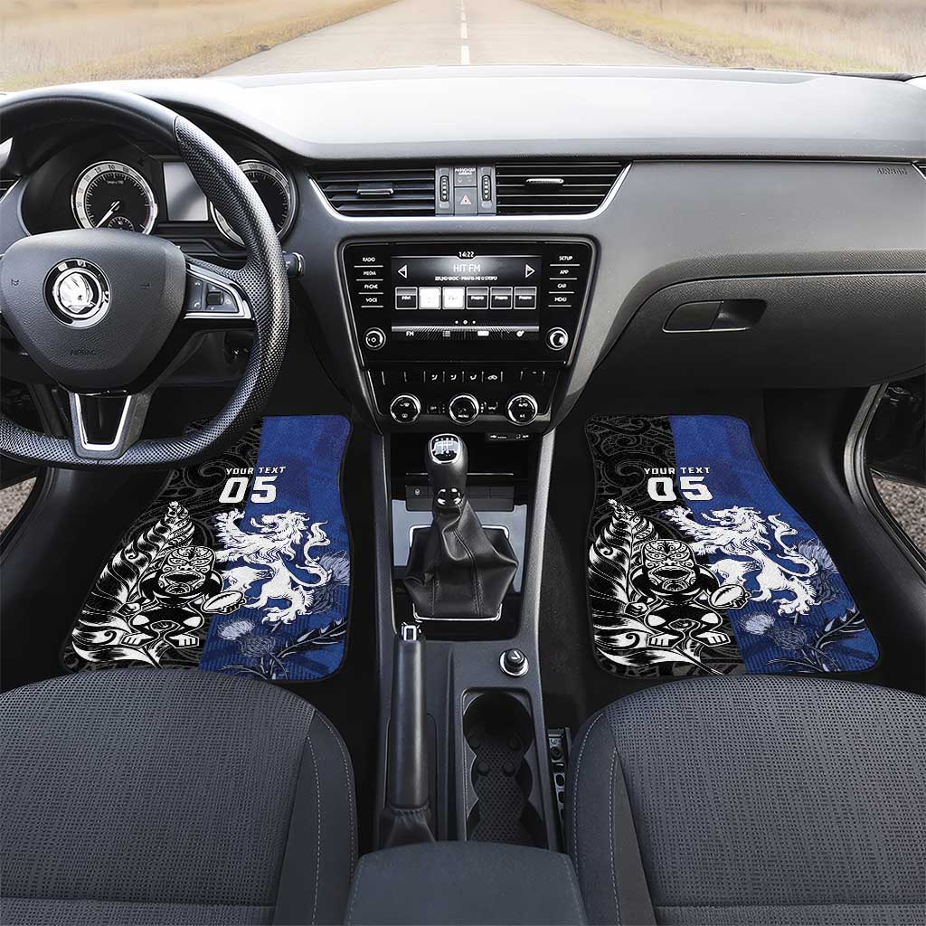 New Zealand And Scotland Rugby Car Mats Maori Tiki With Thistle Together