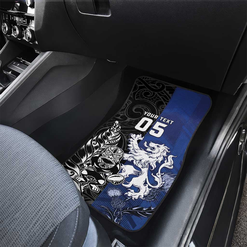 New Zealand And Scotland Rugby Car Mats Maori Tiki With Thistle Together