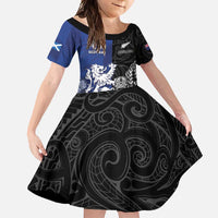 New Zealand And Scotland Rugby Custom Family Matching Mermaid Dress and Hawaiian Shirt Maori Tiki With Thistle Together