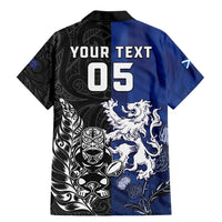 New Zealand And Scotland Rugby Custom Family Matching Mermaid Dress and Hawaiian Shirt Maori Tiki With Thistle Together