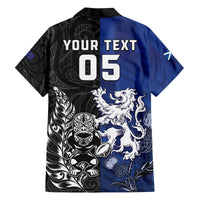 New Zealand And Scotland Rugby Custom Family Matching Off The Shoulder Long Sleeve Dress and Hawaiian Shirt Maori Tiki With Thistle Together