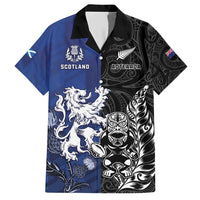 New Zealand And Scotland Rugby Custom Family Matching Short Sleeve Bodycon Dress and Hawaiian Shirt Maori Tiki With Thistle Together