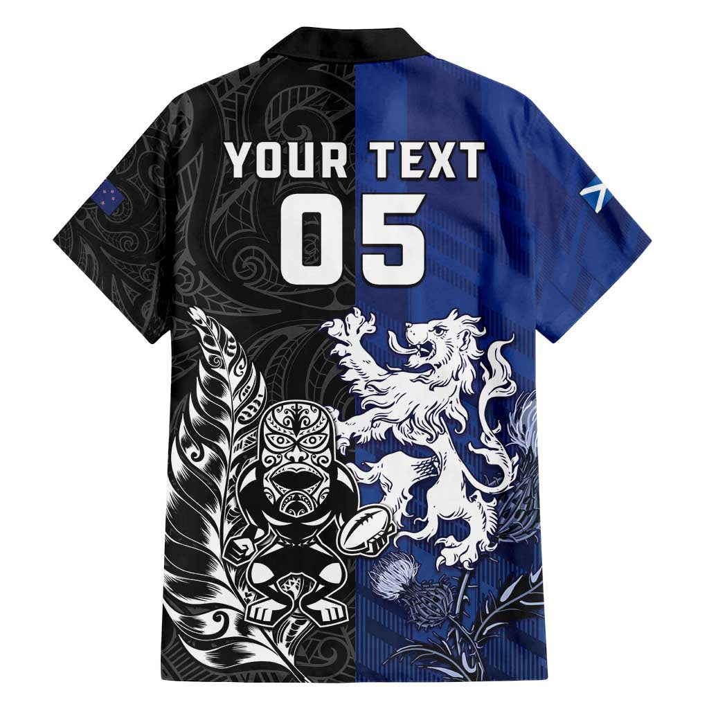 New Zealand And Scotland Rugby Custom Family Matching Summer Maxi Dress and Hawaiian Shirt Maori Tiki With Thistle Together