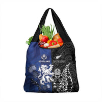 New Zealand And Scotland Rugby Grocery Bag Maori Tiki With Thistle Together LT05 1-pack One Size Black - Polynesian Pride