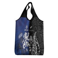 New Zealand And Scotland Rugby Grocery Bag Maori Tiki With Thistle Together LT05 - Polynesian Pride