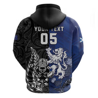 New Zealand And Scotland Rugby Custom Hoodie Maori Tiki With Thistle Together